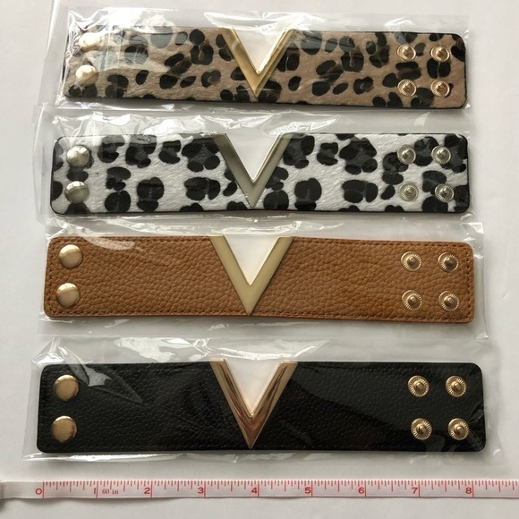 leather or Faux Fur V Cuff Bracelet - Picture 4 of 9